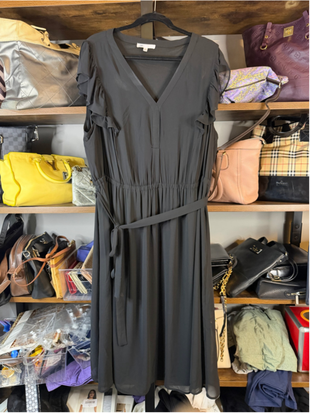 Women's DR2 Black Midi Dress, Size 3X